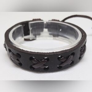 Men's‎ Bracelet Leather Braided Brown New f38